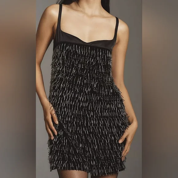 Anthropologie Sweetheart Fringe Shift Mini - Picture 1 of 10